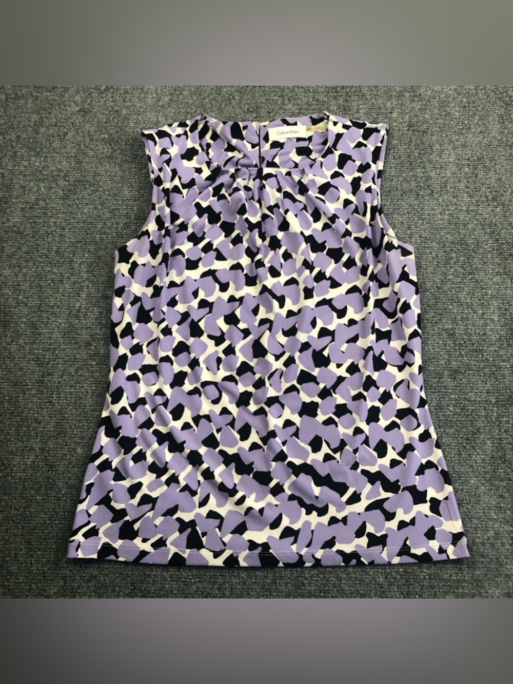 Calvin Klein Lavender Black and White Abstract Sleeveless top